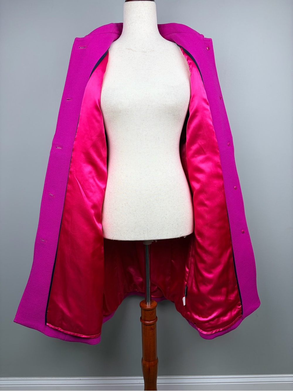 J.Crew Lady Day Coat Women’s 6 Fuchsia Pink Wool Thinsulate Double Cloth - Picture 8 of 11